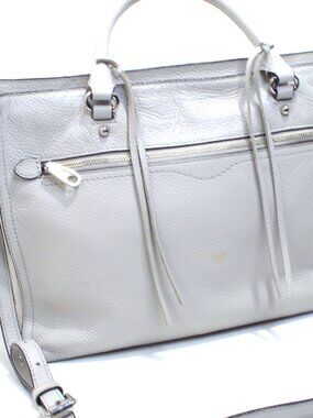 Rebecca Minkoff Regan Leather Satchel, in Gray with Crossbody Strap.